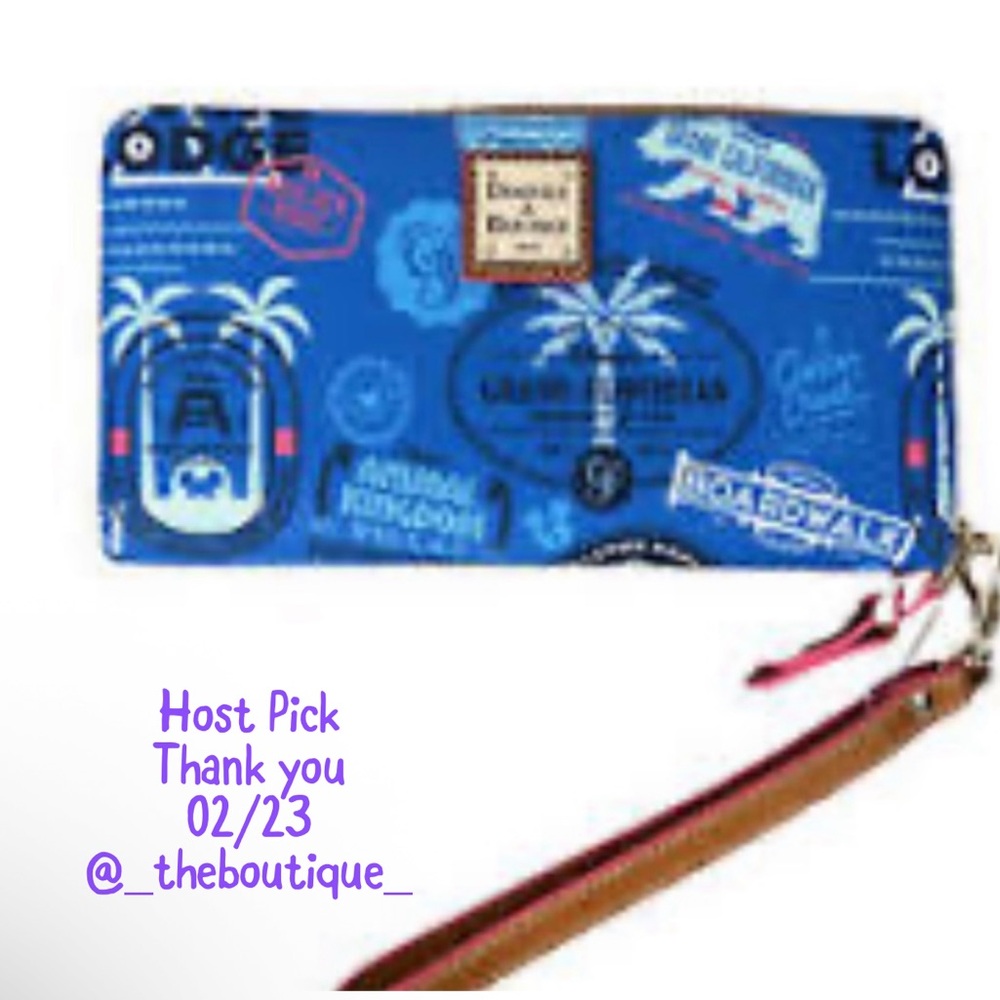 Dooney & Bourke Disney Vacation club Graphic wallet/wristlet New!